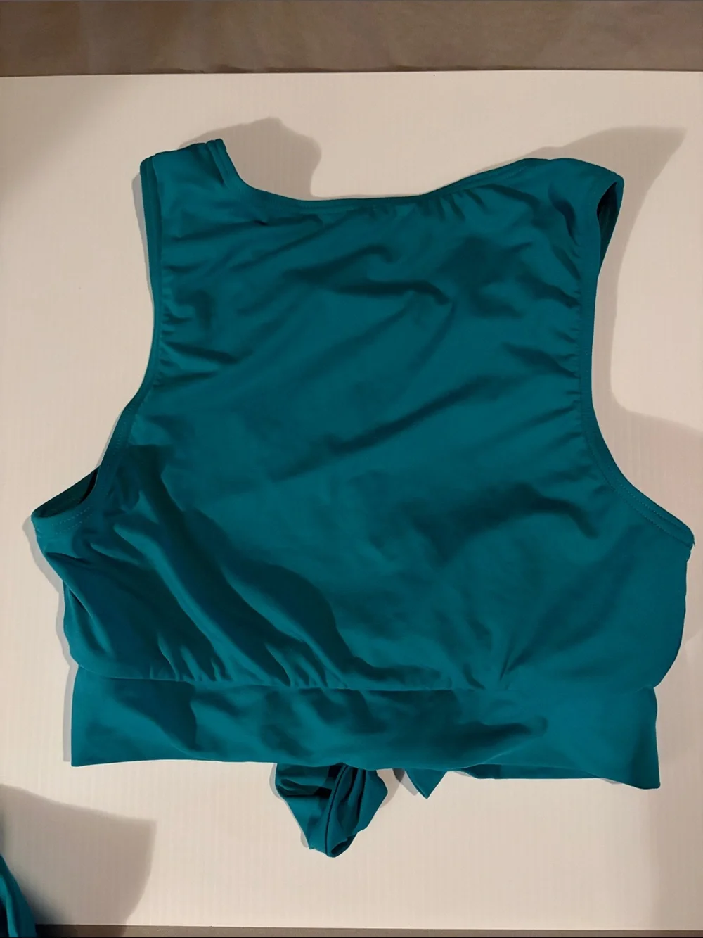 Vince Camuto Teal One-Shoulder Bikini Top and High-Waist Bottoms